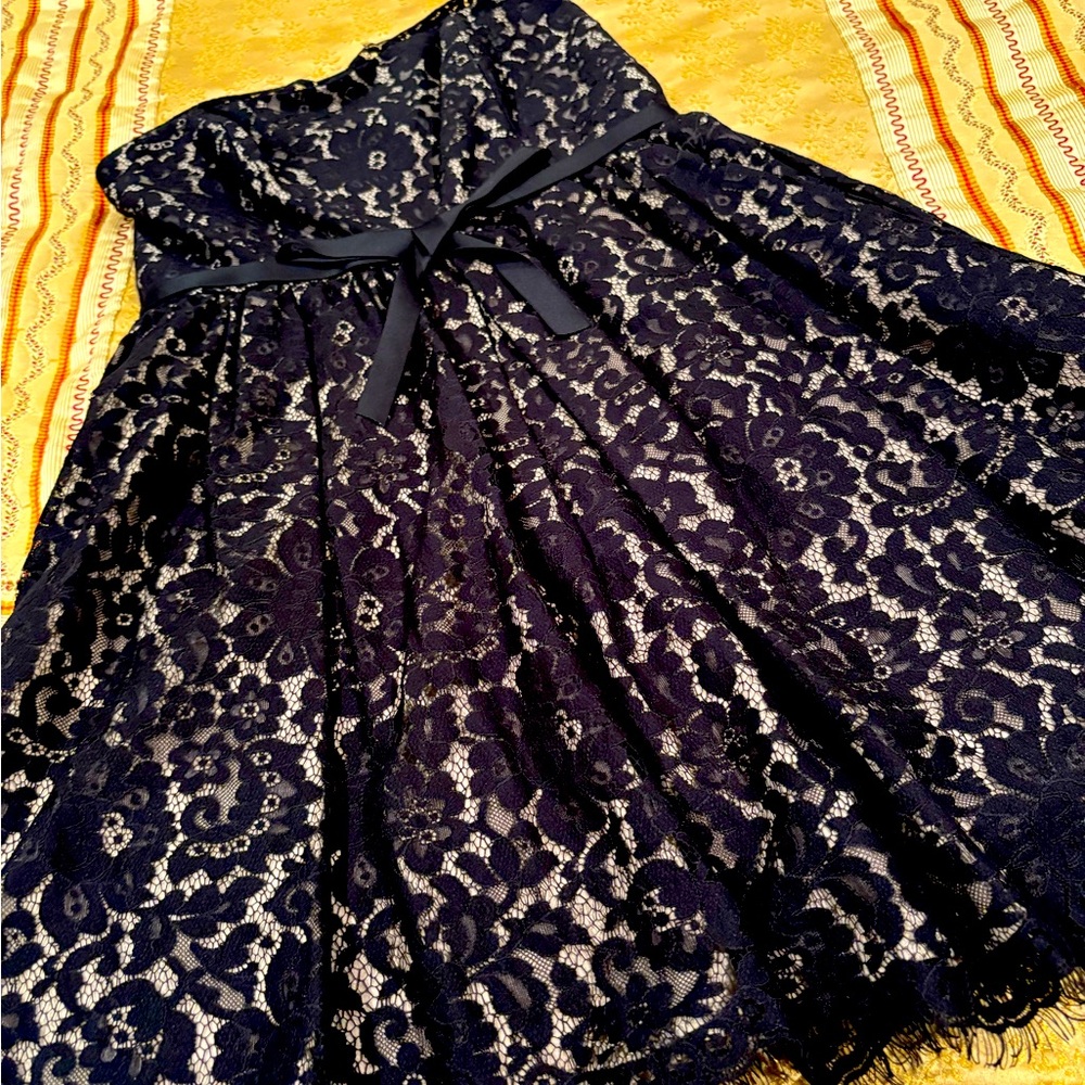Robert Rodriguez For Target Black Lace Overlay Strapless Party Dress Size 12